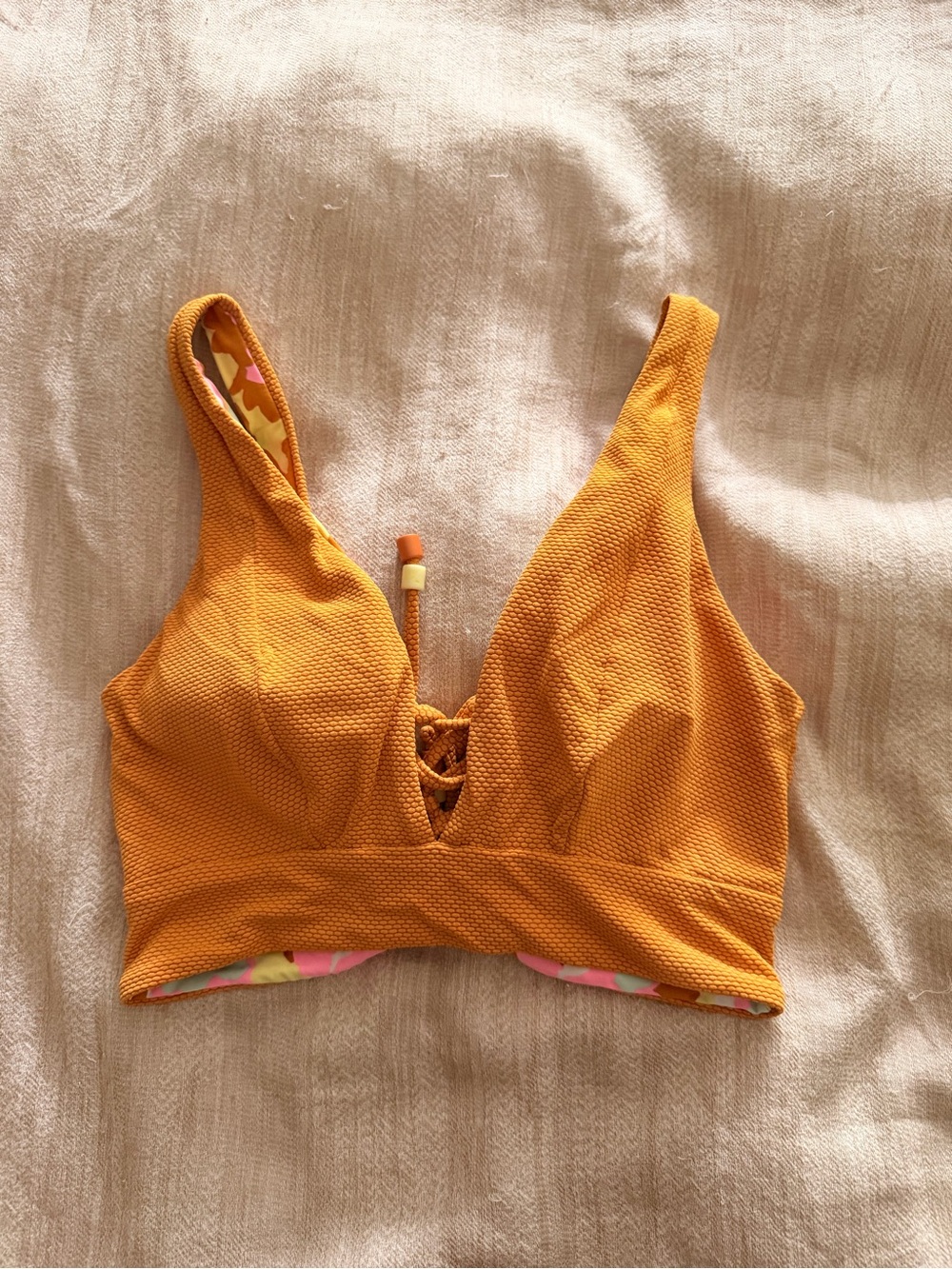 Maaji Reversible Mustard Yellow/Floral Bikini Top